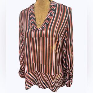 CAbi Oversized Tunic Blouse Statement Sleeves Striped Size Small
